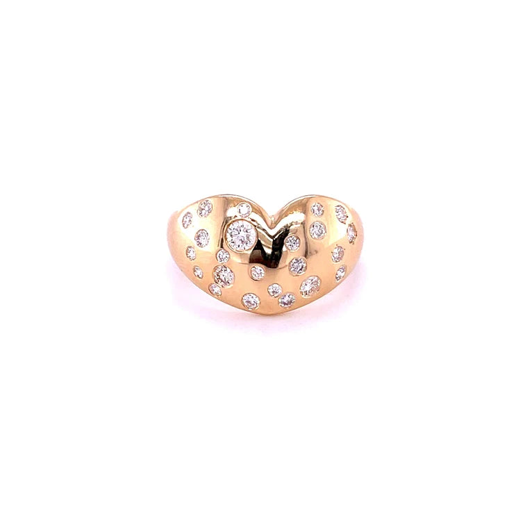 14kt Yellow Gold Heart With Diamond Ring