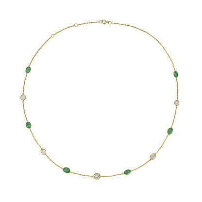 14k Emerald and Diamond Slice Station Necklace