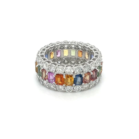 Multi Color Sapphire Diamond Ring