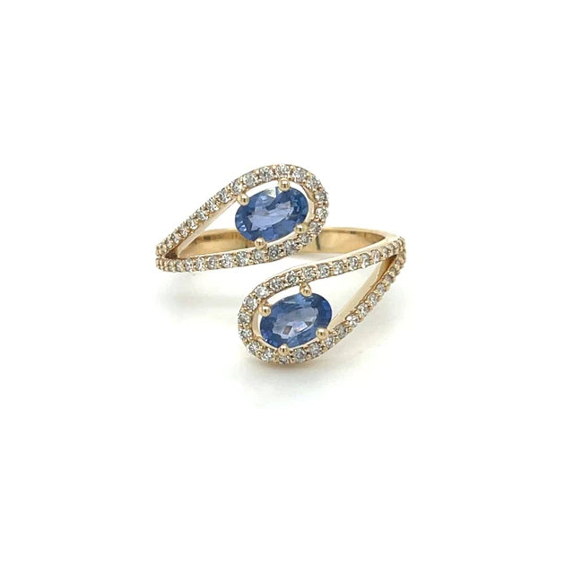 14kt Yellow Gold Sapphire Diamond Ring