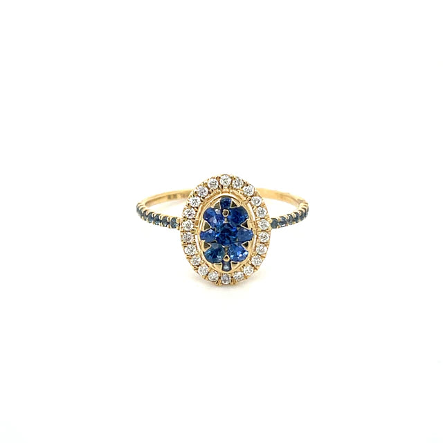 Yellow Gold Sapphire Diamond Ring