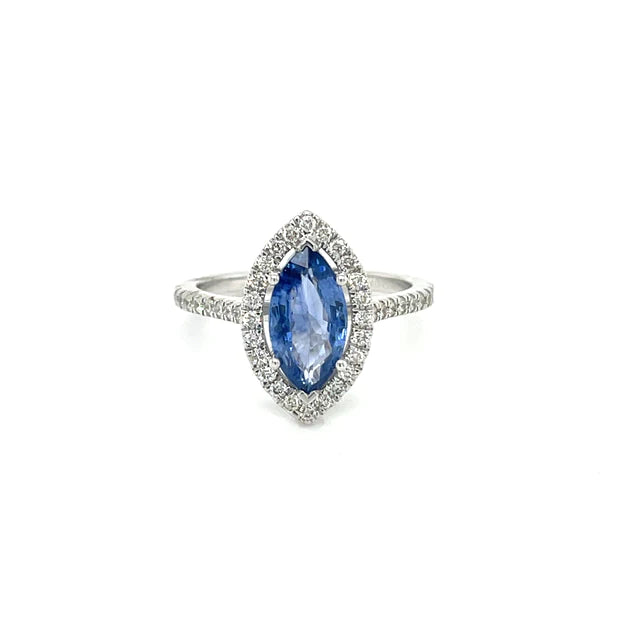 14kt White Gold Diamond Sapphire Ring