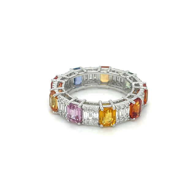 Multi Color Sapphire Diamond Ring