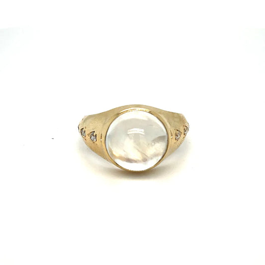 Rainbow Moon Stone Diamond Ring