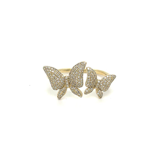 Yellow Gold Butterfly Ring With Diamonds