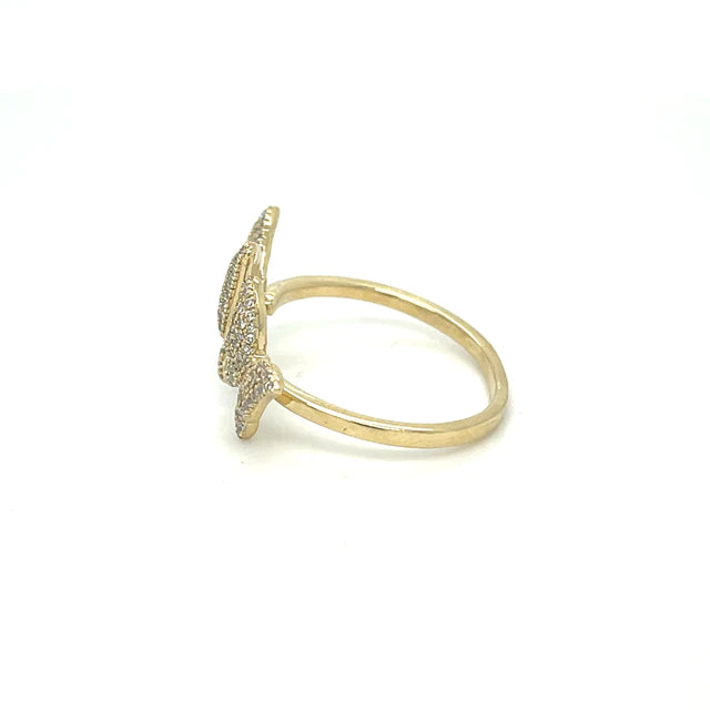 Yellow Gold Butterfly Ring With Diamonds