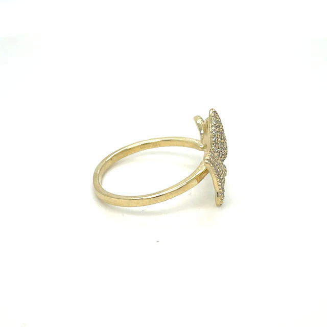 Yellow Gold Butterfly Ring With Diamonds