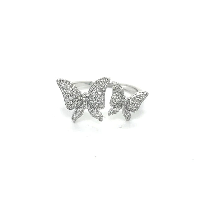 White Gold Butterfly Ring With Diamonds