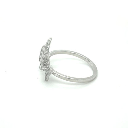 White Gold Butterfly Ring With Diamonds