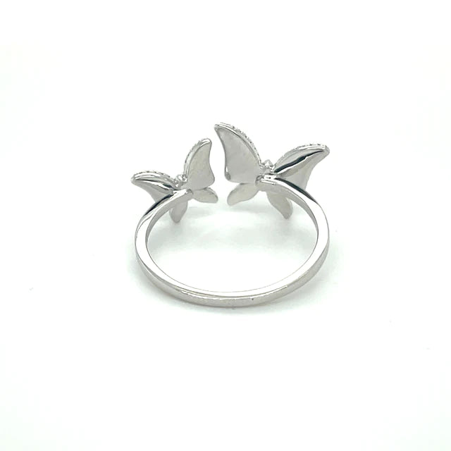 White Gold Butterfly Ring With Diamonds