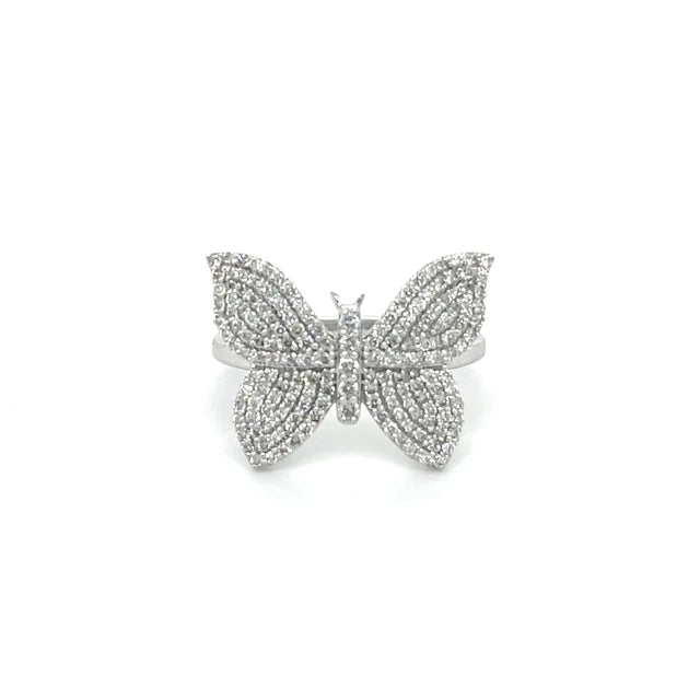 White Gold Butterfly Ring With Diamonds