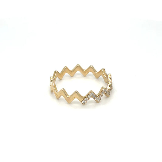 Yellow Gold Half Diamond Ring