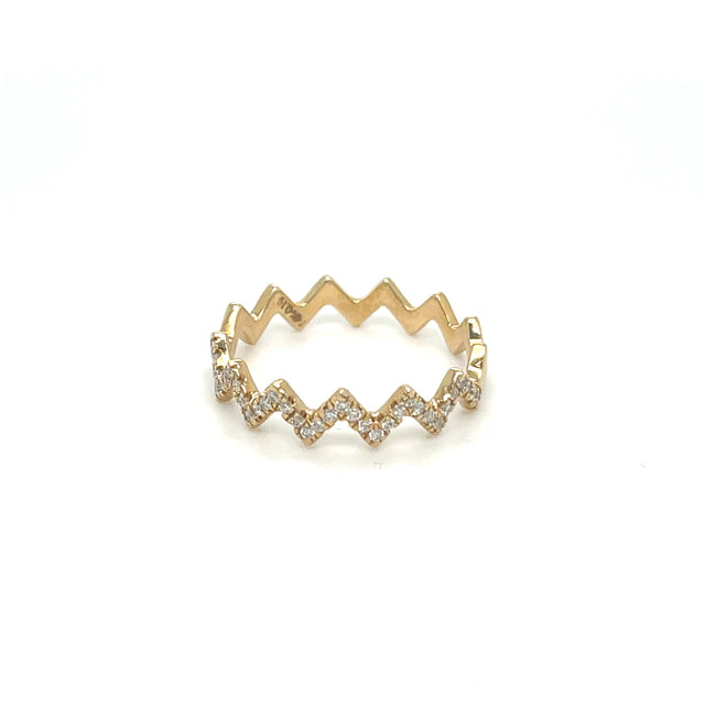 Yellow Gold Half Diamond Ring
