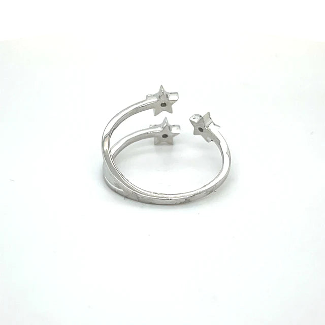 White Gold Three Star Diamond Ring