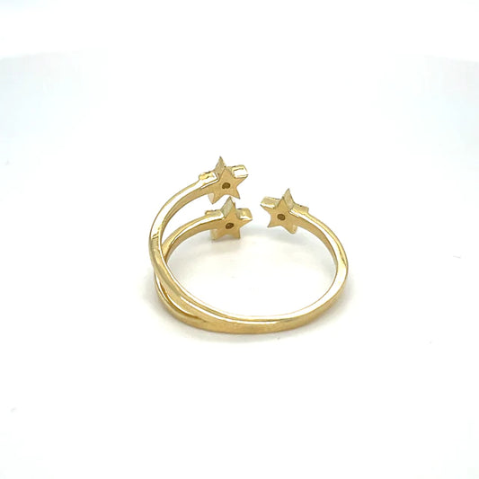 Yellow Gold Three Star Diamond Ring