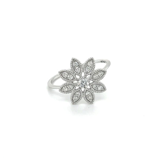 White Gold Diamond Flower Ring