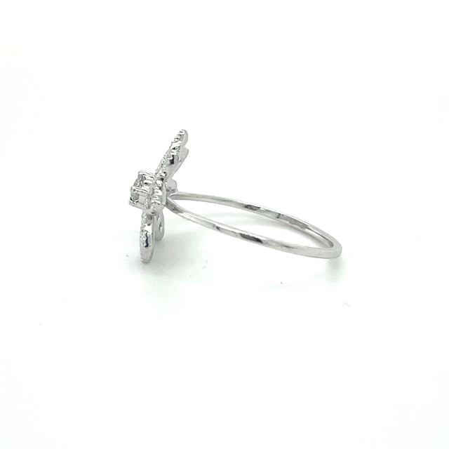 White Gold Diamond Flower Ring