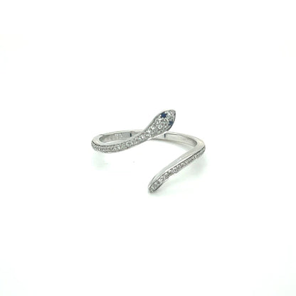 White Gold Sapphire Diamond Snake Ring