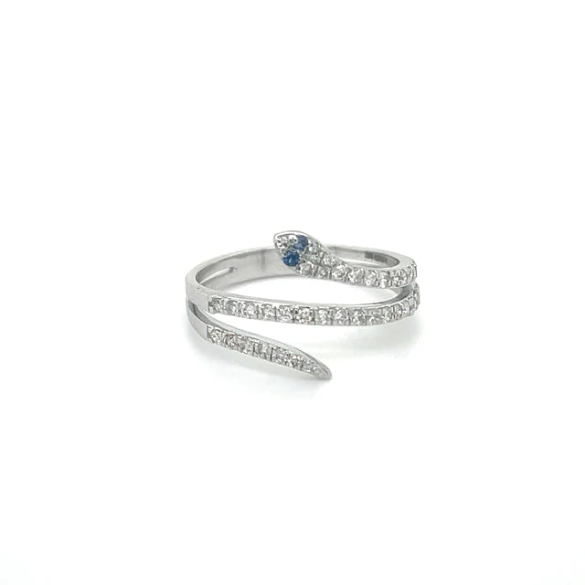 White Gold Sapphire Diamond Snake Ring