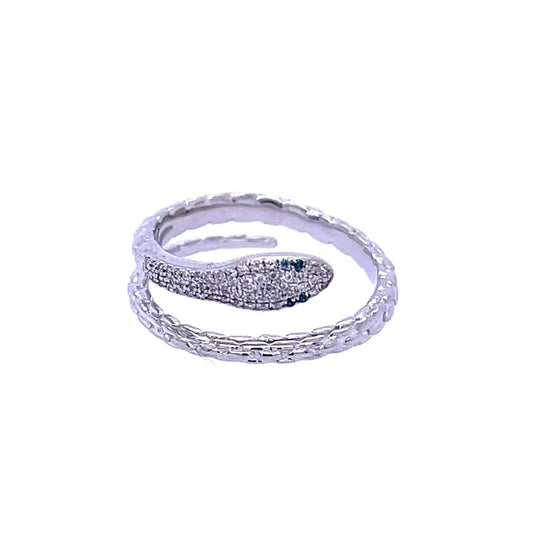 White Gold Diamond Sapphire Snake Ring
