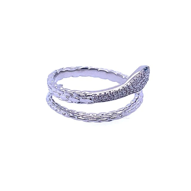 White Gold Diamond Sapphire Snake Ring