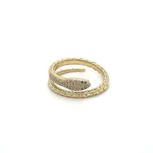 Yellow Gold Diamond Sapphire Snake Ring