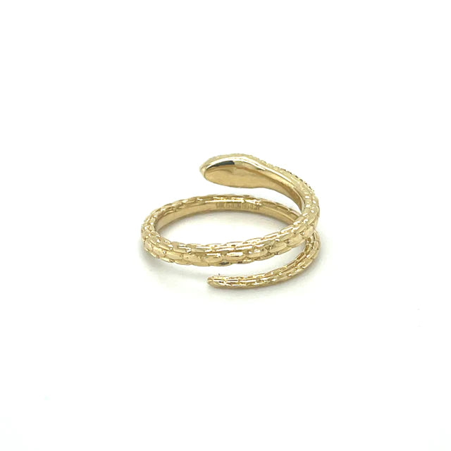 Yellow Gold Diamond Sapphire Snake Ring