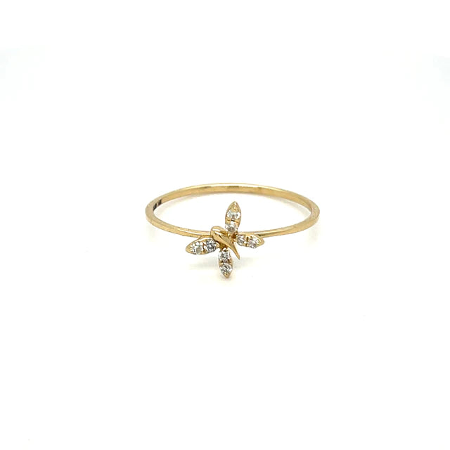 Yellow Gold Butterfly Ring With Diamonds