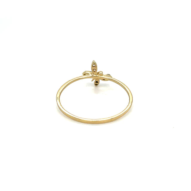 Yellow Gold Butterfly Ring With Diamonds
