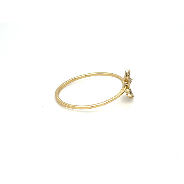 Yellow Gold Butterfly Ring With Diamonds