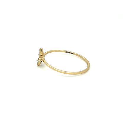 Yellow Gold Butterfly Ring With Diamonds