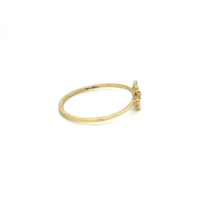 Yellow Gold Flower With Diamonds Ring