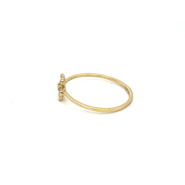 Yellow Gold Flower With Diamonds Ring