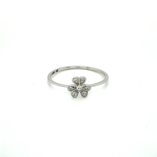 White Gold Flower With Diamonds Ring