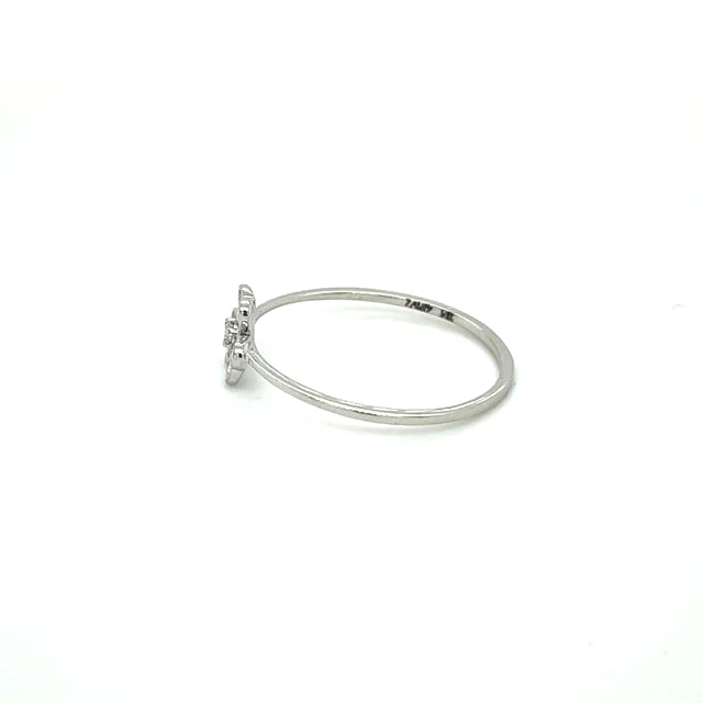 White Gold Flower With Diamonds Ring