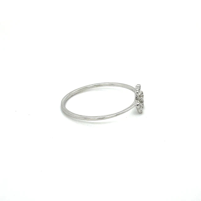 White Gold Flower With Diamonds Ring