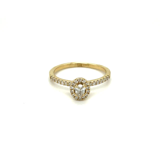 Yellow Gold Oval Diamond Ring