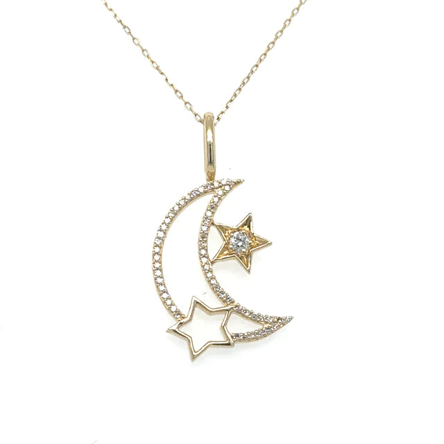 Moonstar Pendant With Diamonds 14kt. Yellow Gold