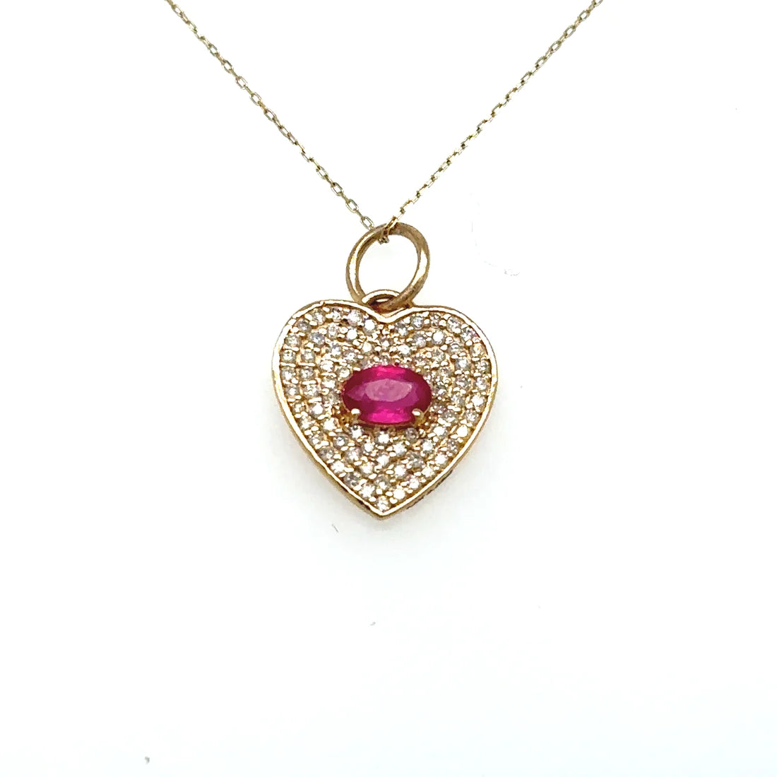 Heart Pendant With Ruby and Diamonds