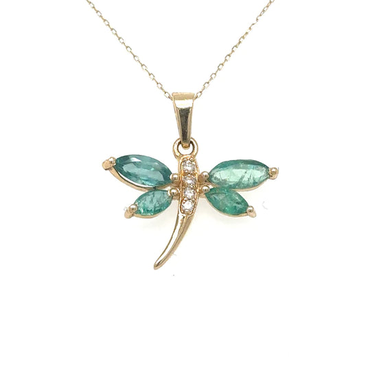 Dragonfly Emerald Pendant With Diamonds