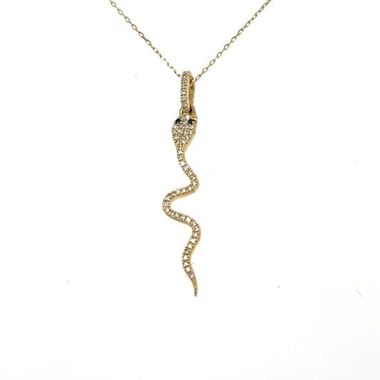 Diamonds Snake Pendent 14kt Yellow Gold