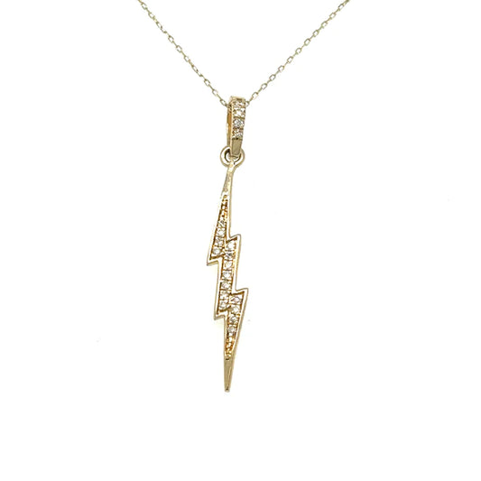 Diamond Lightning Bolt Pandent 14k Yellow Gold