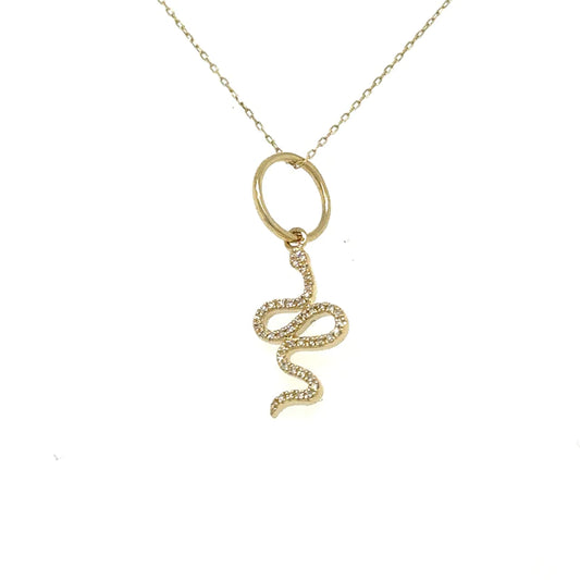 Diamonds Snake Pendent 14kt Yellow Gold