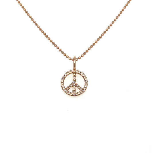 Diamond Peace Sign Pandent 14kt Rose Gold