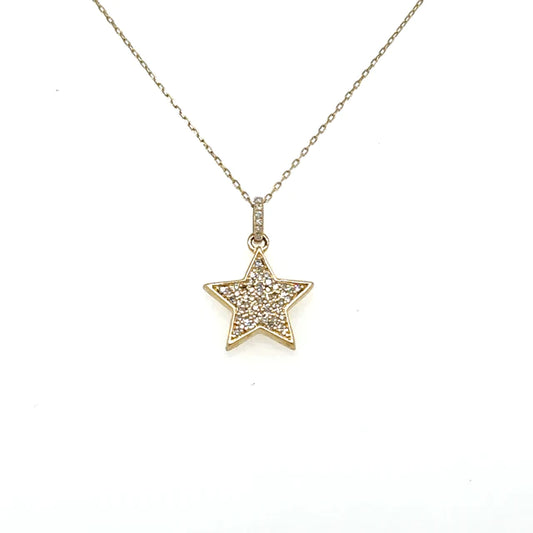 Star Pendent With Diamonds 14kt Yellow Gold