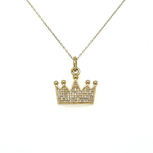 Crown Pendent With Diamonds 14kt Yellow Gold