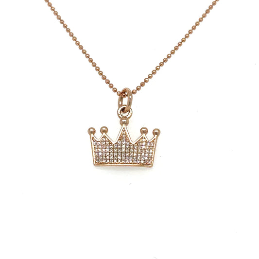 Crown Pendent With Diamonds 14kt White Gold