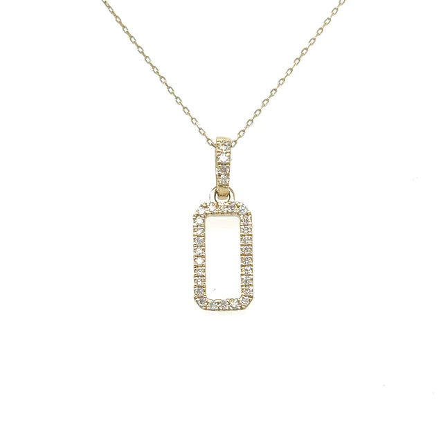 Diamond Paper Clip Pandent 14kt Yellow Gold