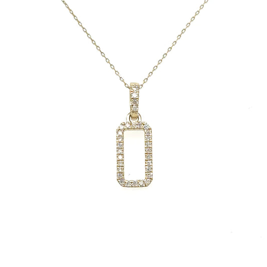 Diamond Paper Clip Pandent 14kt Yellow Gold