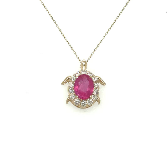 Turtle Pendant With Ruby and Diamonds